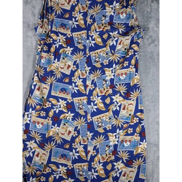 Disney Store Mickey & Minnie Mouse Tropical Aloha Blue Floral Maxi Dress Large - Picture 8 of 11